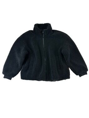 Levi’s Teddy Sherpa Fleece Jacket Black Zip Funnel Neck NWT Womens XL